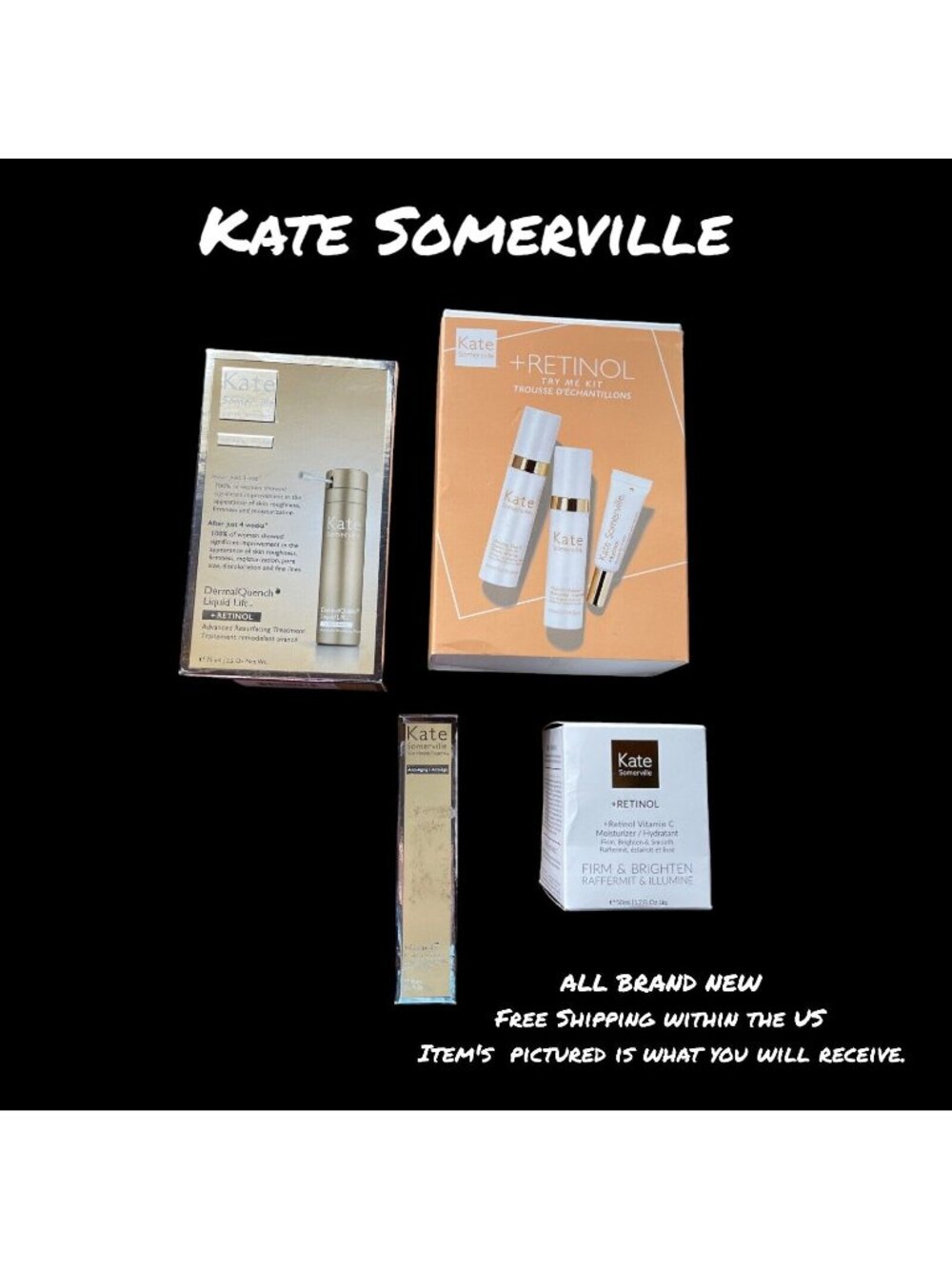 Kate Somerville Dermal Quench Liquid Lift & Retinol Eye Cream - Lot of 4 New - Picture 1 of 5